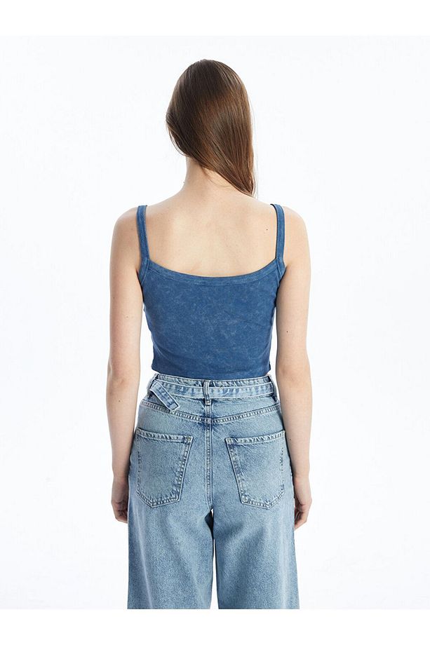 LCW U Yaka Düz Askılı Crop Kadın Atlet - 5
