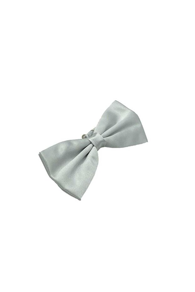 Light Gray Satin Bow Tie - Solid Color - 2