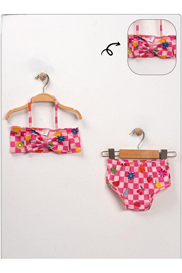 Flexible Fabric Printed Baby Girl Bikini Set, 2-Piece