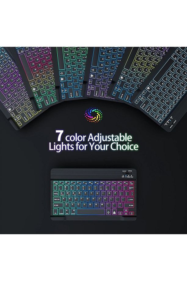 Mini RGB Klavye Ve Mouse Set Tablet Telefon Laptop Uyumlu Bluetooth Destekli Uzun Şarj Süreli - 5