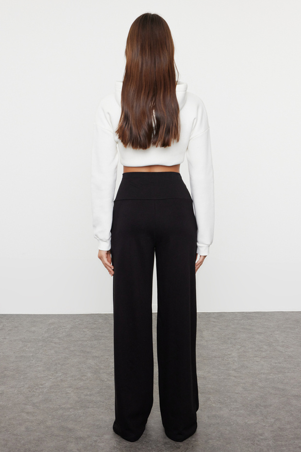Siyah Ince Ekstra Yüksek Bel Wide Leg/Geniş Kesim Pantolon TWOAW25PL00026 - 7