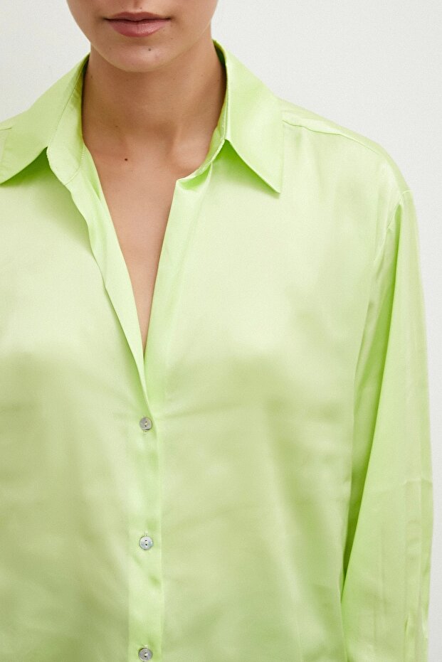 Жовта сатинова сорочка Basic - 3