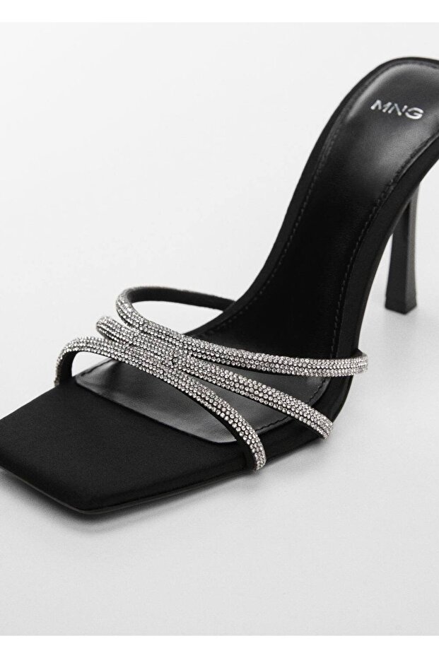 Strass bantlı topuklu ayakkabı - 3