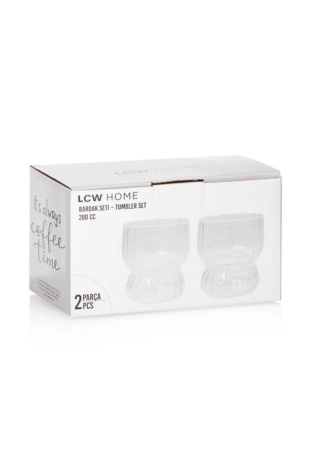 LCW HOME Şeffaf Desenli Bardak 2'li 280 Ml - 4