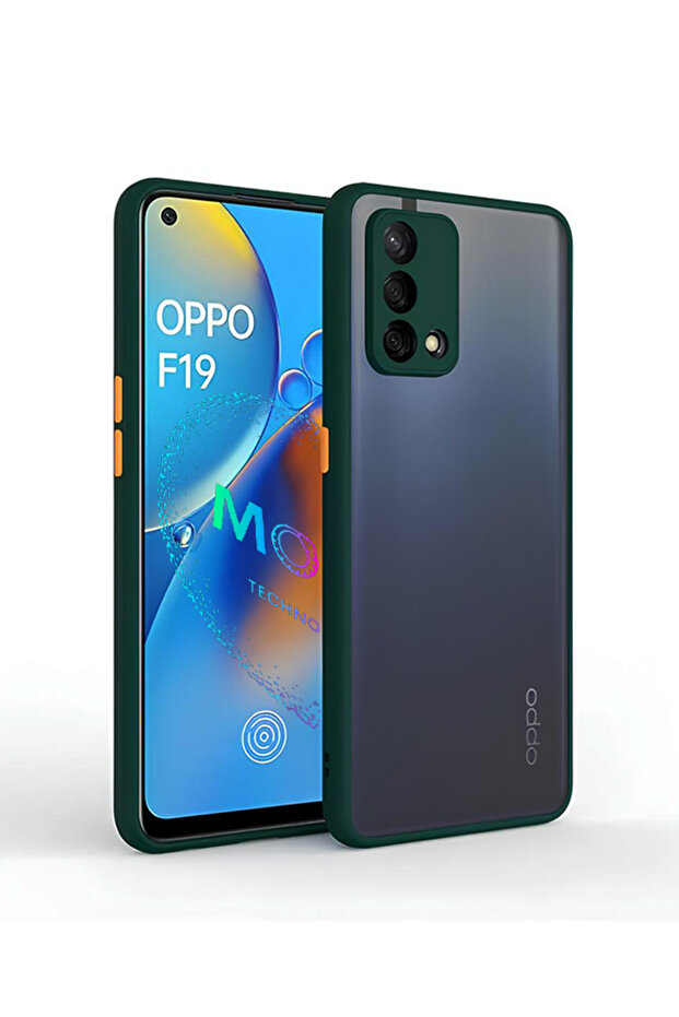 Frosted Transparent Silicone Case with Dark Green Color Edges for Oppo A74 - Huskarl