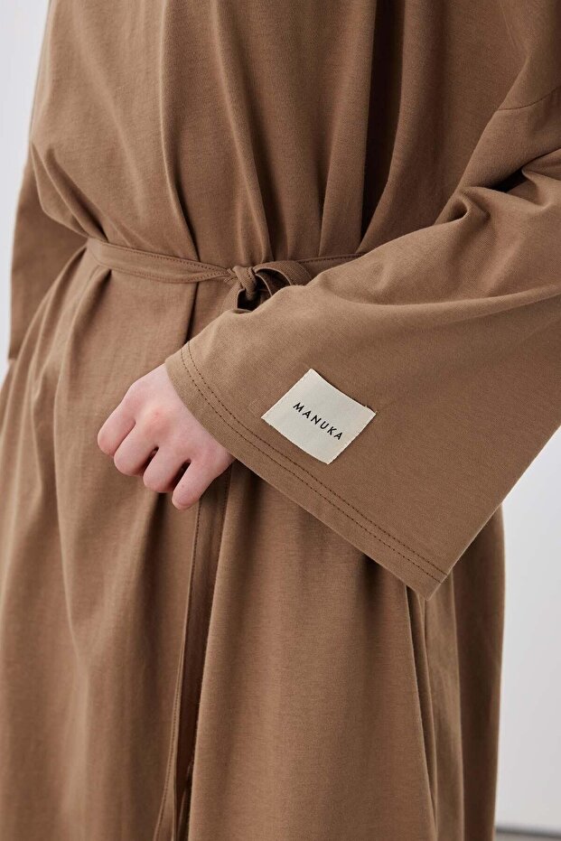 Rochie oversize lungă casual maro - 4