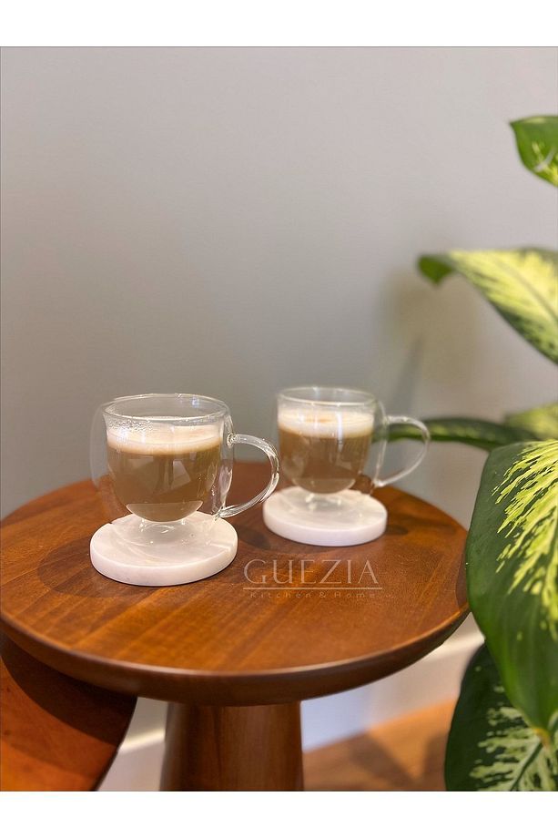 Isıya Dayanıklı Kupa Sunum Kahve Bardağı | Çift Camlı Çift Cidarlı Cam Kupa 200 Ml | 2 Adet - 3