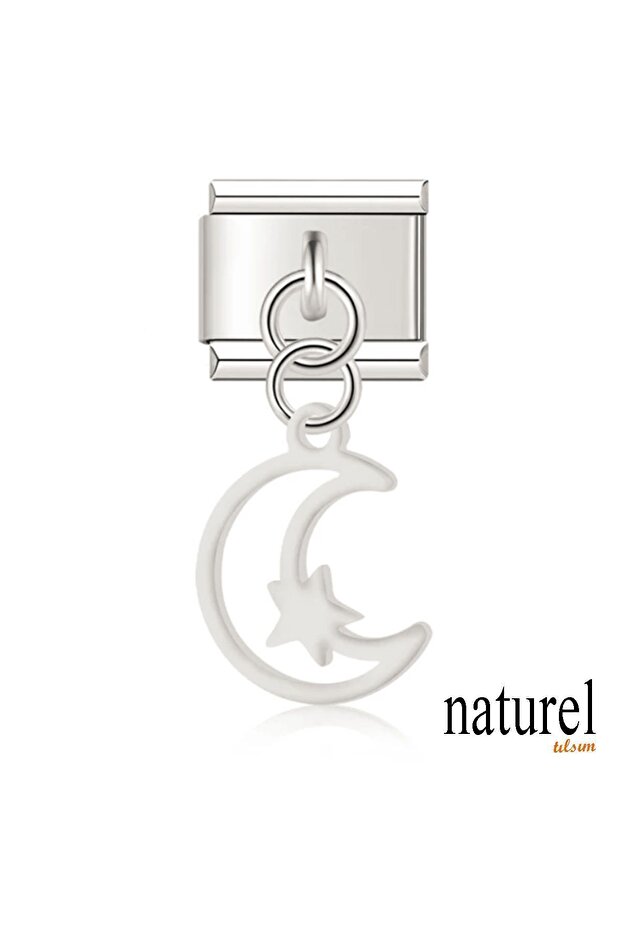 Italian Stainless Steel Crescent and Star 9mm Charm