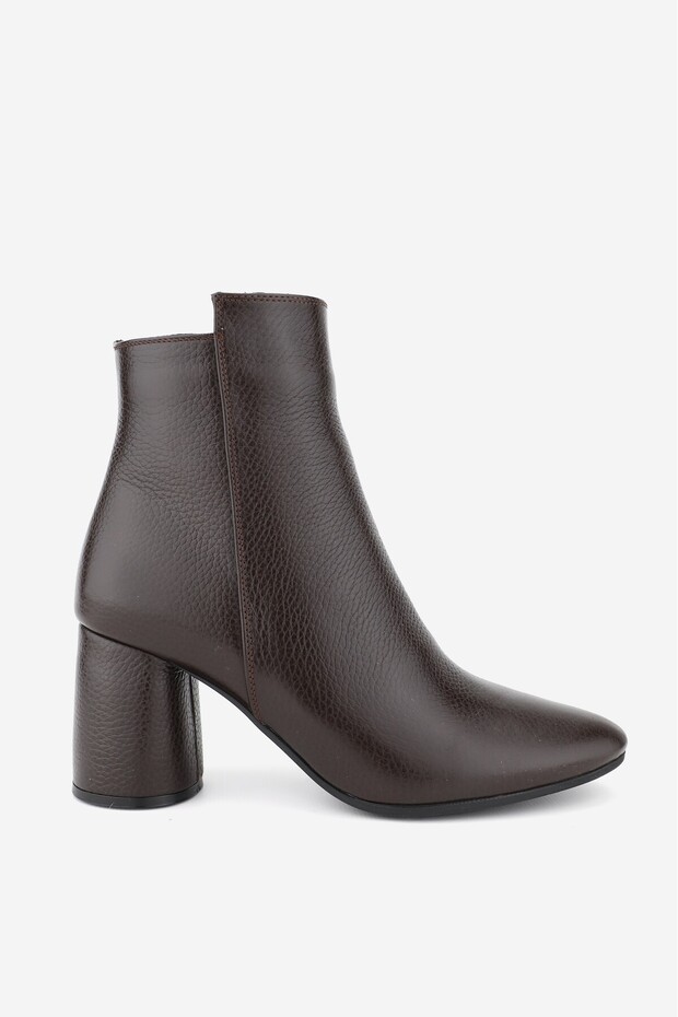Women's Brown Genuine Leather Ankle Boots with Thick Heels, Size 36-41