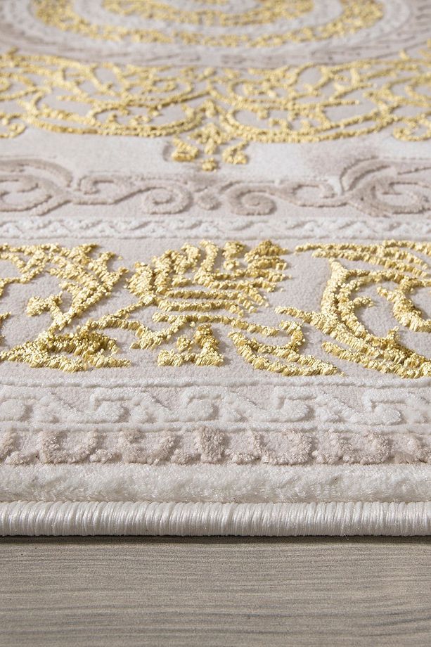 Kervansaray Figürlü Krem Gold Dekoratif Oturma Odası Ve Salon Halısı - 3