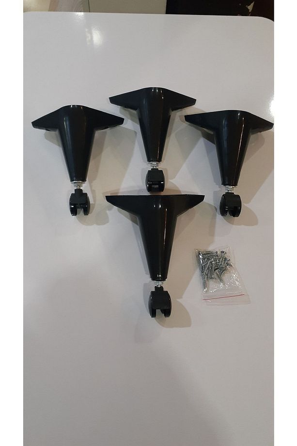 Tekerlekli Sihirli Sehpa Masa Ayağı 360 Derece Dönebilen 17 Cm 4 Adet Siyah. Vida Hediyeli!!! - 1