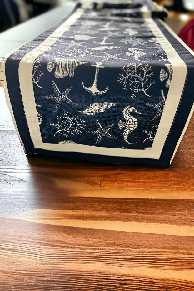 Stain Resistant SEA Table Runner NAVY BLUE