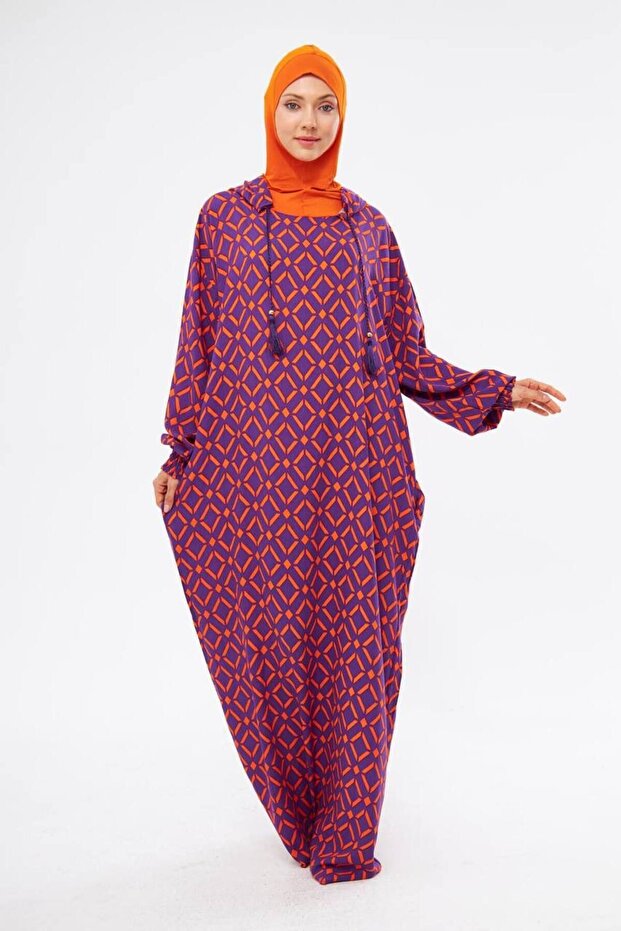 CORAL SQUARE PATTERNED Prayer Dress