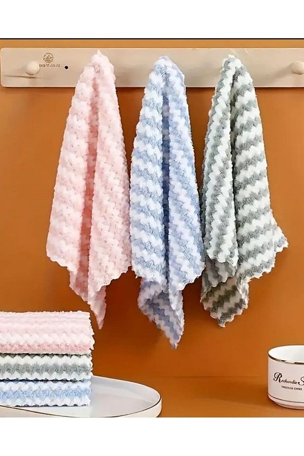 3 Adet Mikrofiber Temizlik Bezi Waffle Mutfak Bezi Polar Mercan Temizlik Bezi 30x30 Cm - 4