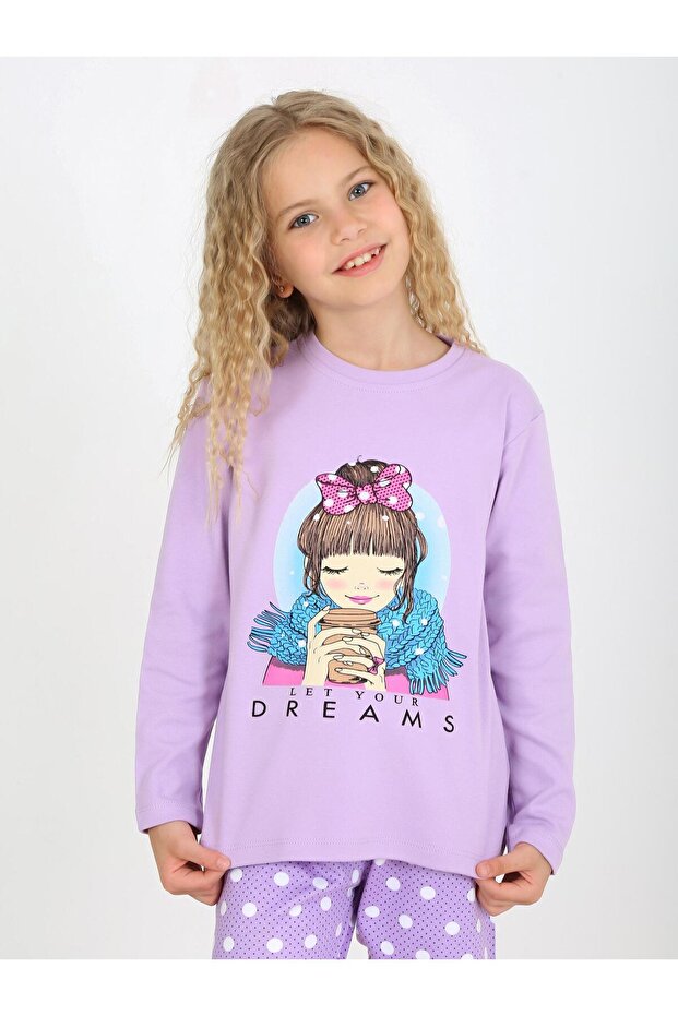 Kız Çocuk Uzun Kollu %100 Pamuklu Pijama Takımı Let Your - 1