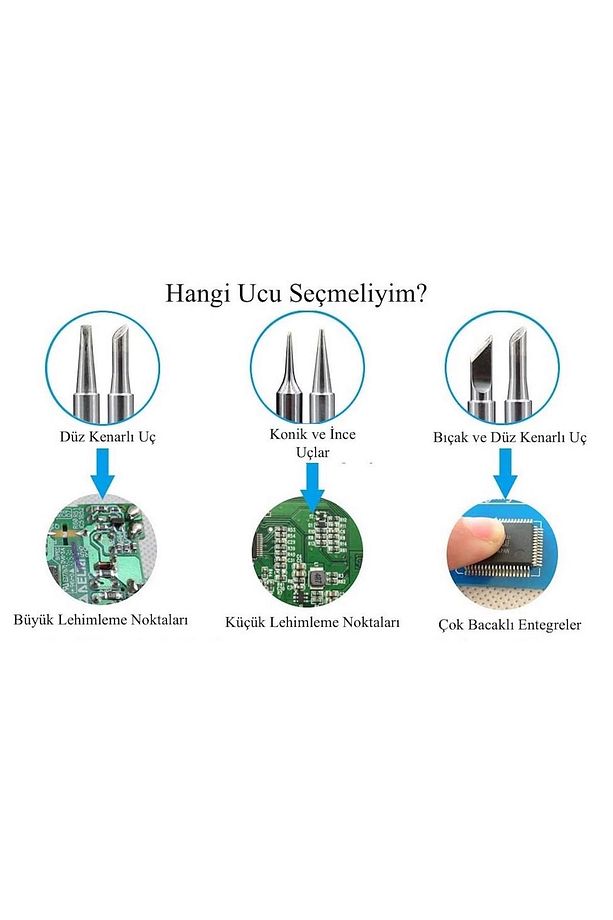 60w Isı Ayarlı Seramik Rezistörlü Kalem Havya Lehim Makinesi Ve 5 Adet Havya Ucu Seti - 5