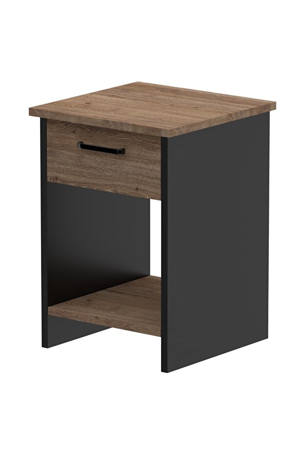 Truffle Oak Nightstand: Single Drawer, Open Shelves, Easy Assembly - Modern & Versatile