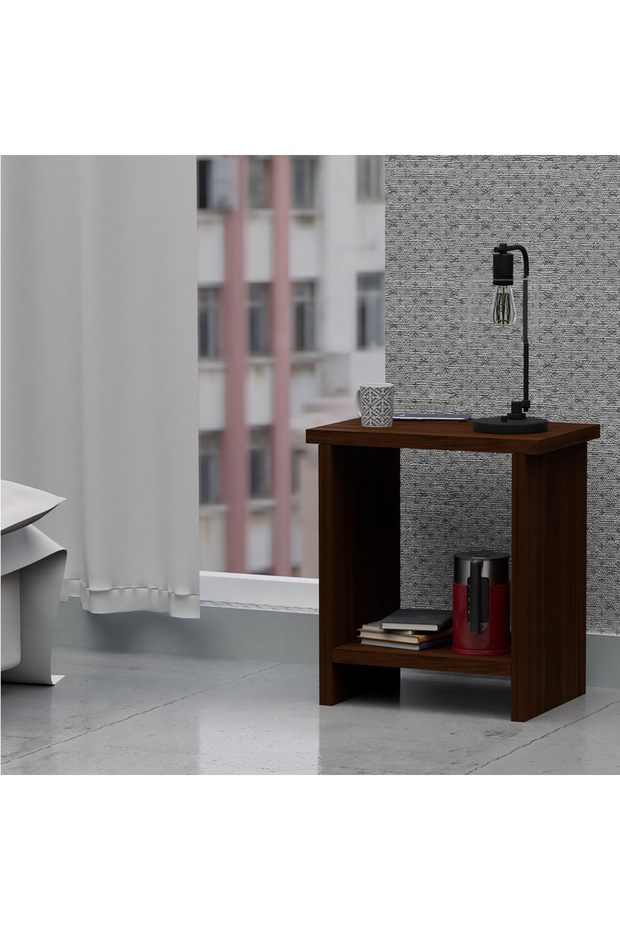 Modern Night Stand Table - Dark Walnut, Elegant Design with Ample Storage for Any Room