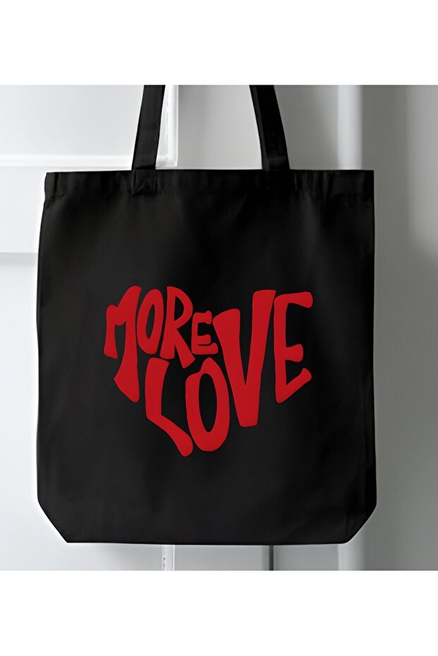 Black Canvas, More Love Tote Bag, Cloth Bag, Shopper Bag, Canvas Bag