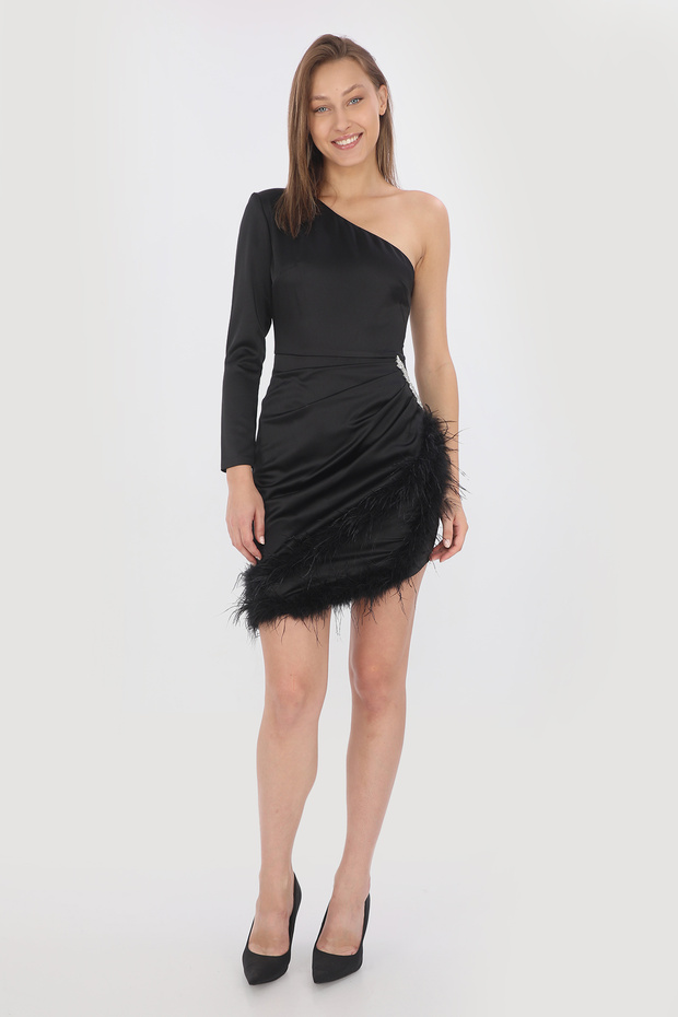 Otriş Saten Mini Elbise - 1