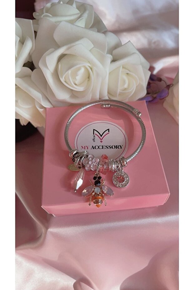 Arı Figürlü Charm Çelik Bileklik - 4