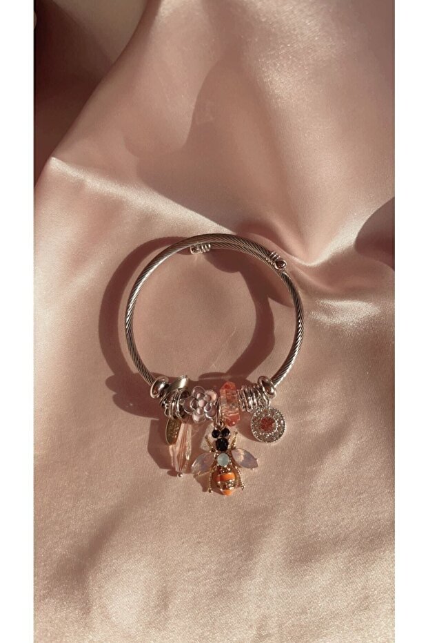 Arı Figürlü Charm Çelik Bileklik - 1