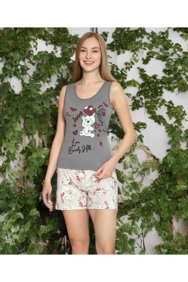 طقم شورت منقوش عليه Love Cat - 1