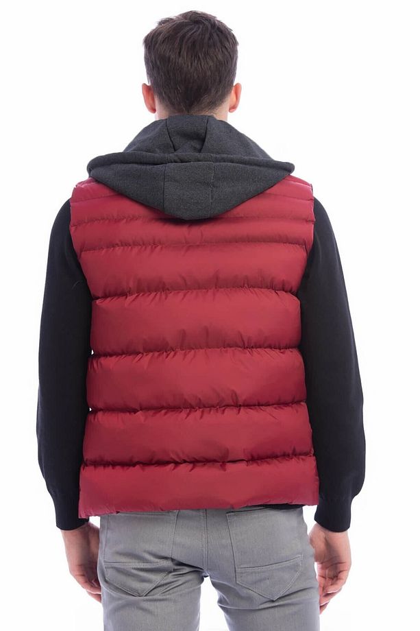 Erkek Bordo Çıkarılabilir Kapüşonlu Şişme Yelek - 3