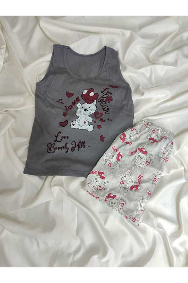طقم شورت منقوش عليه Love Cat - 2