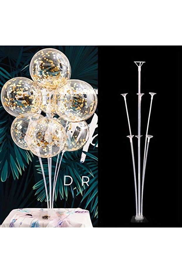 7 ÇUBUKLU BALON STANDLI ŞEFFAF PULLU BALON - 1