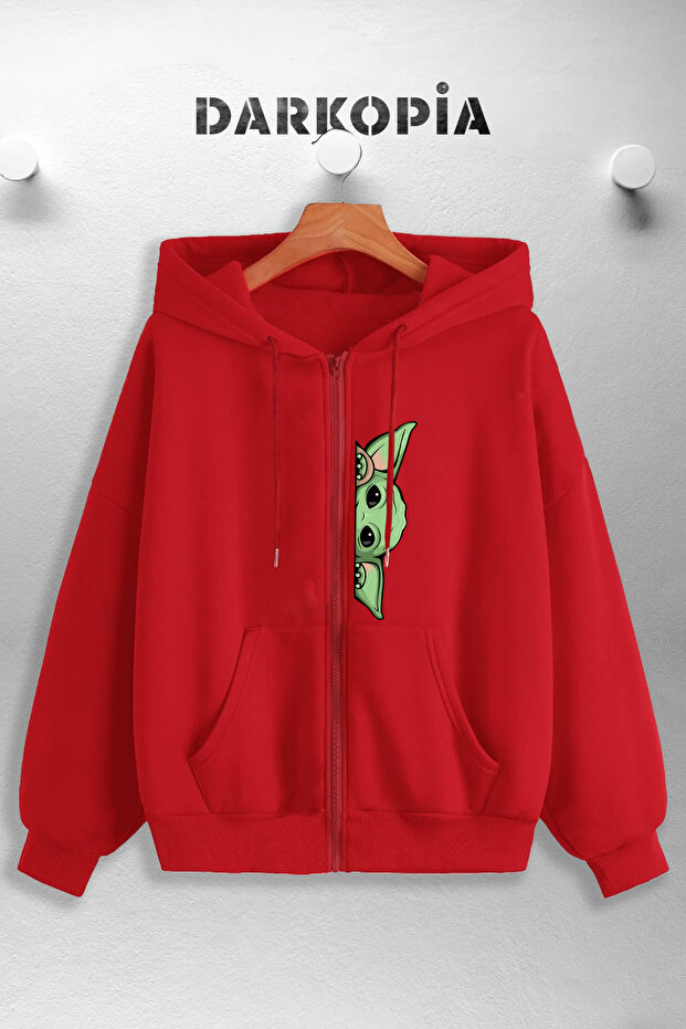 Men's and Women'sBabyYoda Printed HoodedBasicZipperedSweatshirtCardigan