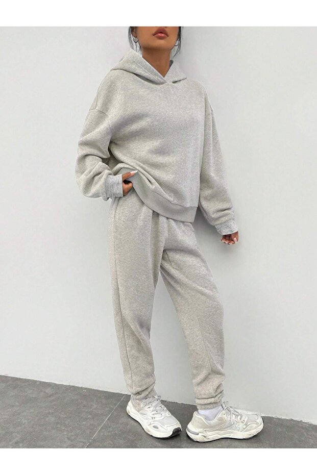 Women's Oversize Tracksuit Set Winter Cotton Hooded Jacket