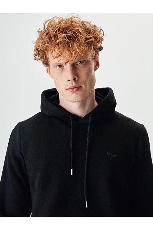 Kapüşonlu Siyah Sweatshırt - 4