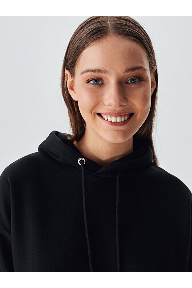 Kanguru Cepli Siyah Sweatshırt - 4