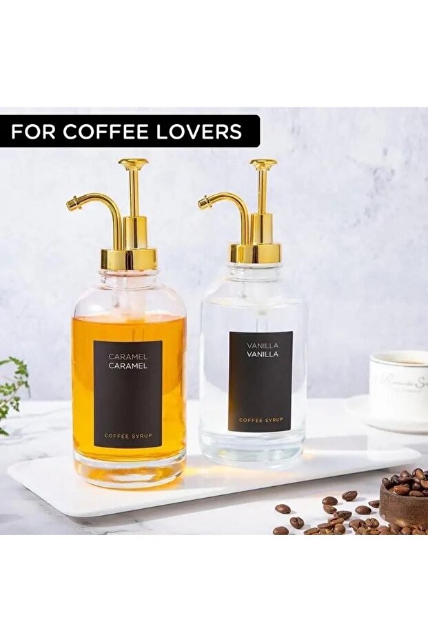 Kahve Şurup Servis Şişesi/cam/ Gold (1 ADET) - 3
