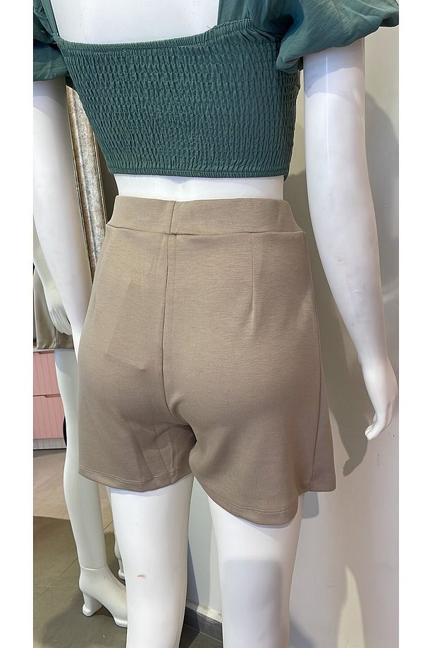 Kadın, Yüksek Lastikli Bel, Modal Kumaş, Mini Etek Görünümlü Şort - 5