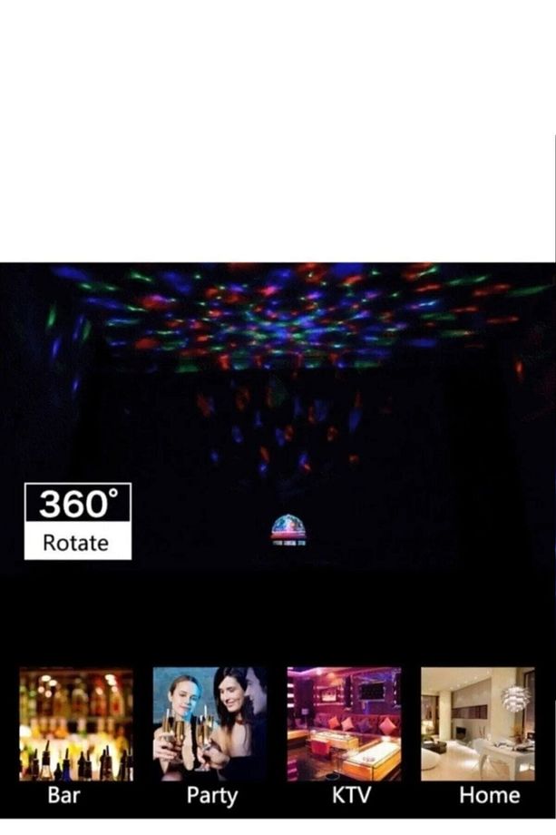 Renkli Disko Ampülü Hareketli 360 Derece Dönen Disko Topu - 4