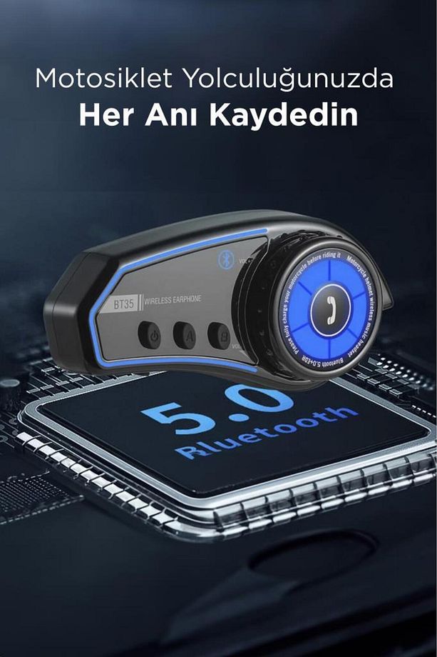 BT35 with light Rgb Renkli Işıklı ve Yüksek Sesli Bluetooth Kask Intercom Motosiklet Interkom - 3