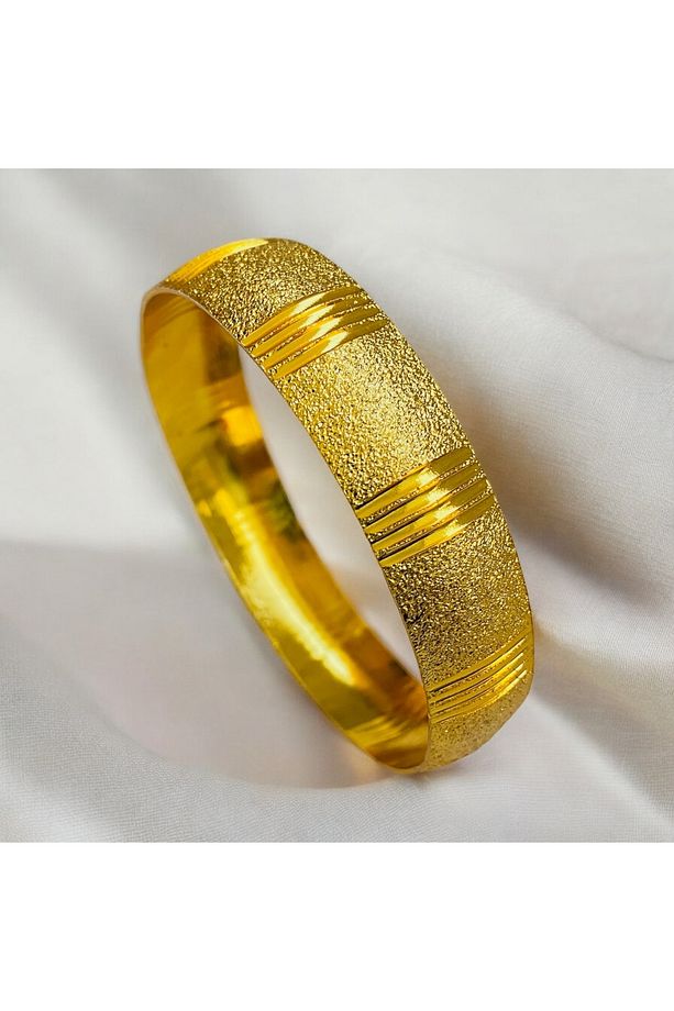 5 Adet Altın Kaplama 1.5 Cm Çizgi Desenli Bilezik Kuyumcu işçiliğinde - 4
