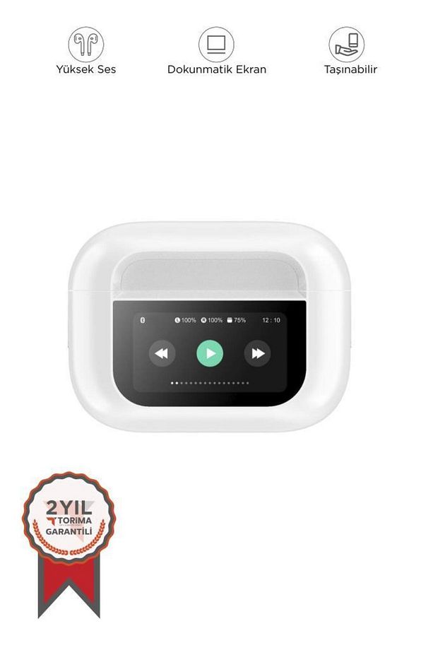 A9PRO Beyaz OLED Ekranlı ANC/ENC Destekli 5.4 Bluetooth Kulaklık - 1