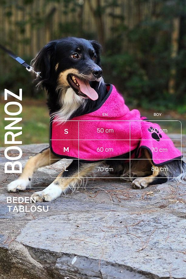 2'li Pamuklu ve Kapüşonlu Köpek Bornozu - 8