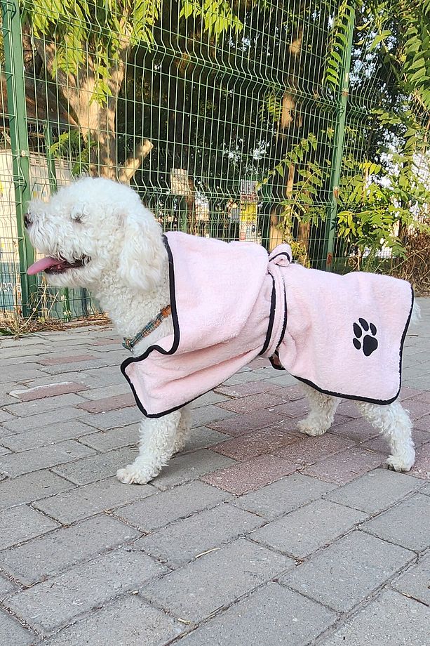 2'li Pamuklu ve Kapüşonlu Köpek Bornozu - 5