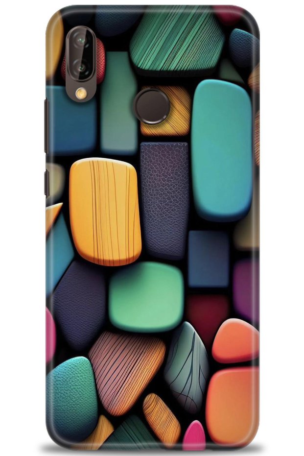 Huawei P20 Lite Case Hd Printed Case - Colored Stones- Mrc