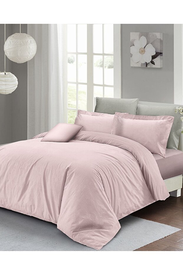 Double Duvet Cover Set with Fitted Sheets Powder Lux Cotton Ranforce