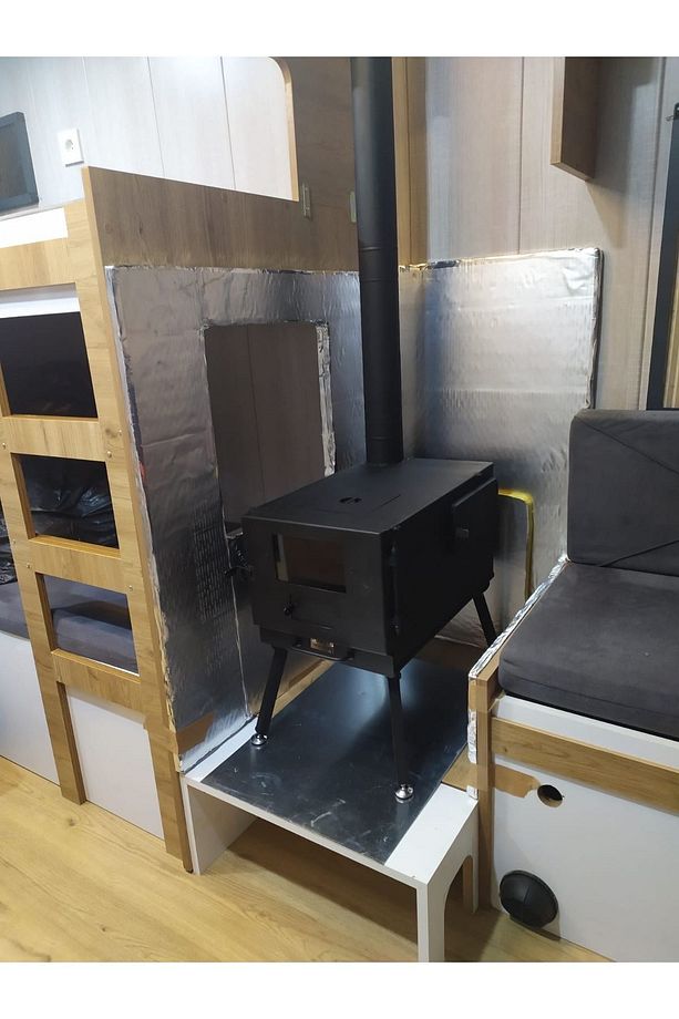 Isı yalıtımlı yanmaz karavan çadır soba baca adaptörü 10 cm lik borular için - 4