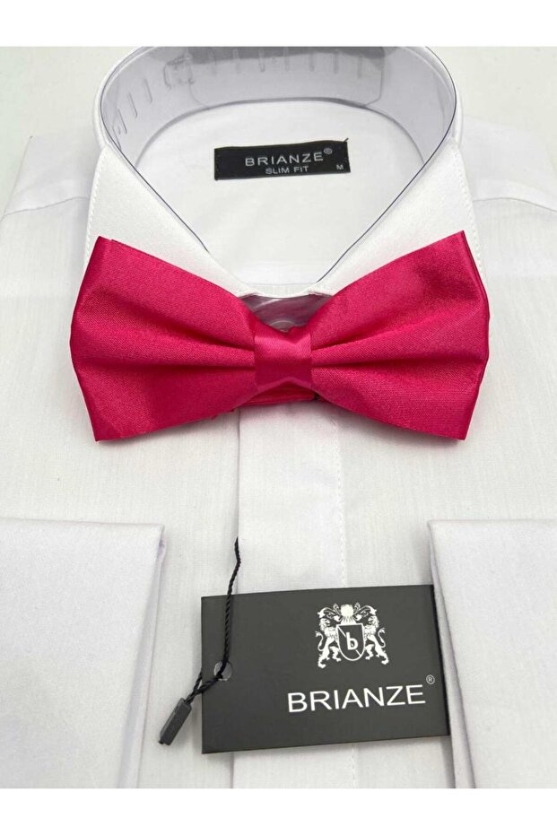 ربطة عنق من الساتان باللون الوردي الفوشيا - لون خالص - 1