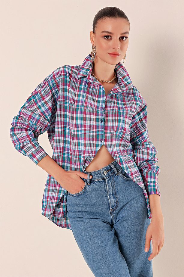3900 Oversize Uzun Basic Gömlek - A. Kiremit - 4