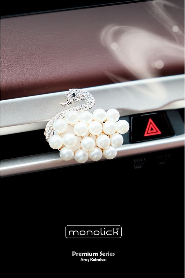 Premium Seri Kristal Baget Ve Inci Taşlı Kuğu Araba Oto Klima Petek Kokusu Seti (10 ML LİKİT ESANS) - 4