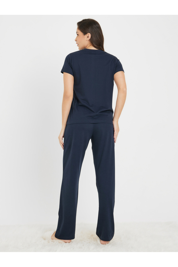 Solid Cotton T-Shirt & Pyjama Set - 6