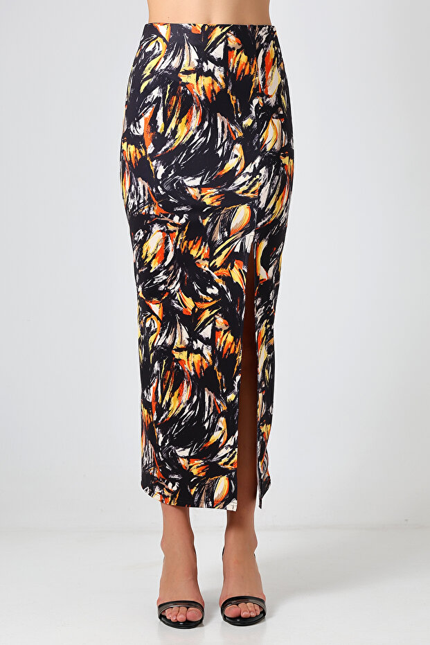 Fusta Lungă Diver Fabric Slit Lungime Maxi 92 Cm Model Multicolor - 6